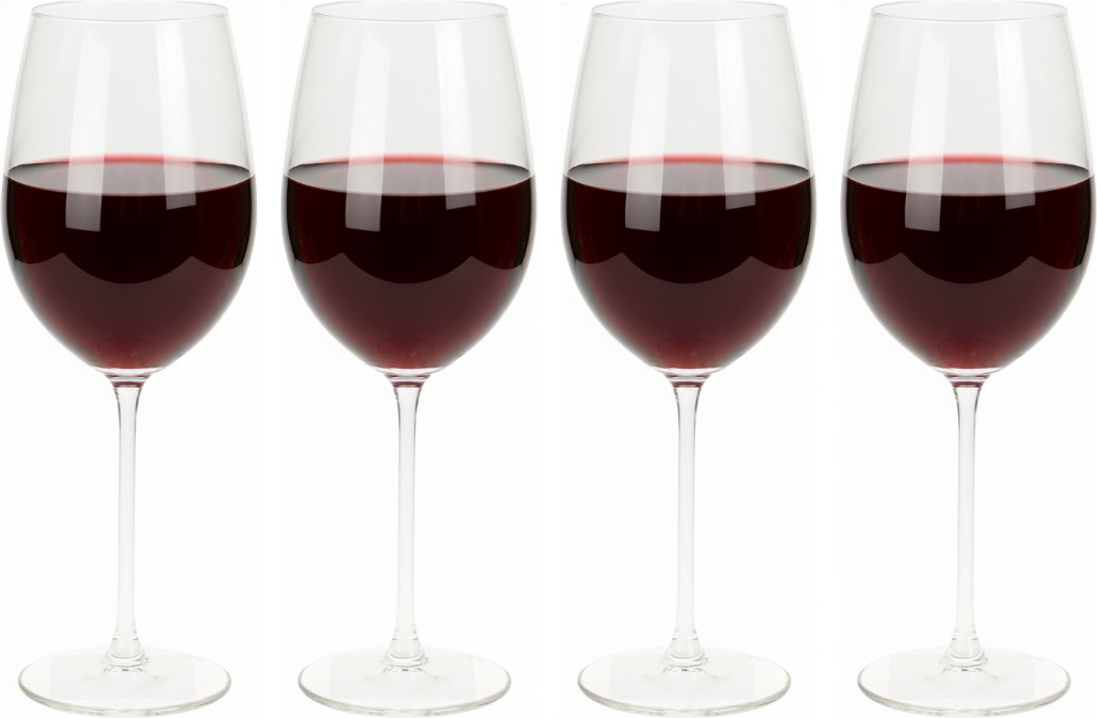 Cookinglife Rode Wijnglazen Set Solare 4 Stuks - Rode Wijnglazen Set - Red Wine Glass - Wijnglazen voor Diner - Wijnglazen voor Borrel - Wijnglazen Cadeau - Glas Transparant - Vaatwasserbestendig - 540 ml, Set Van 4