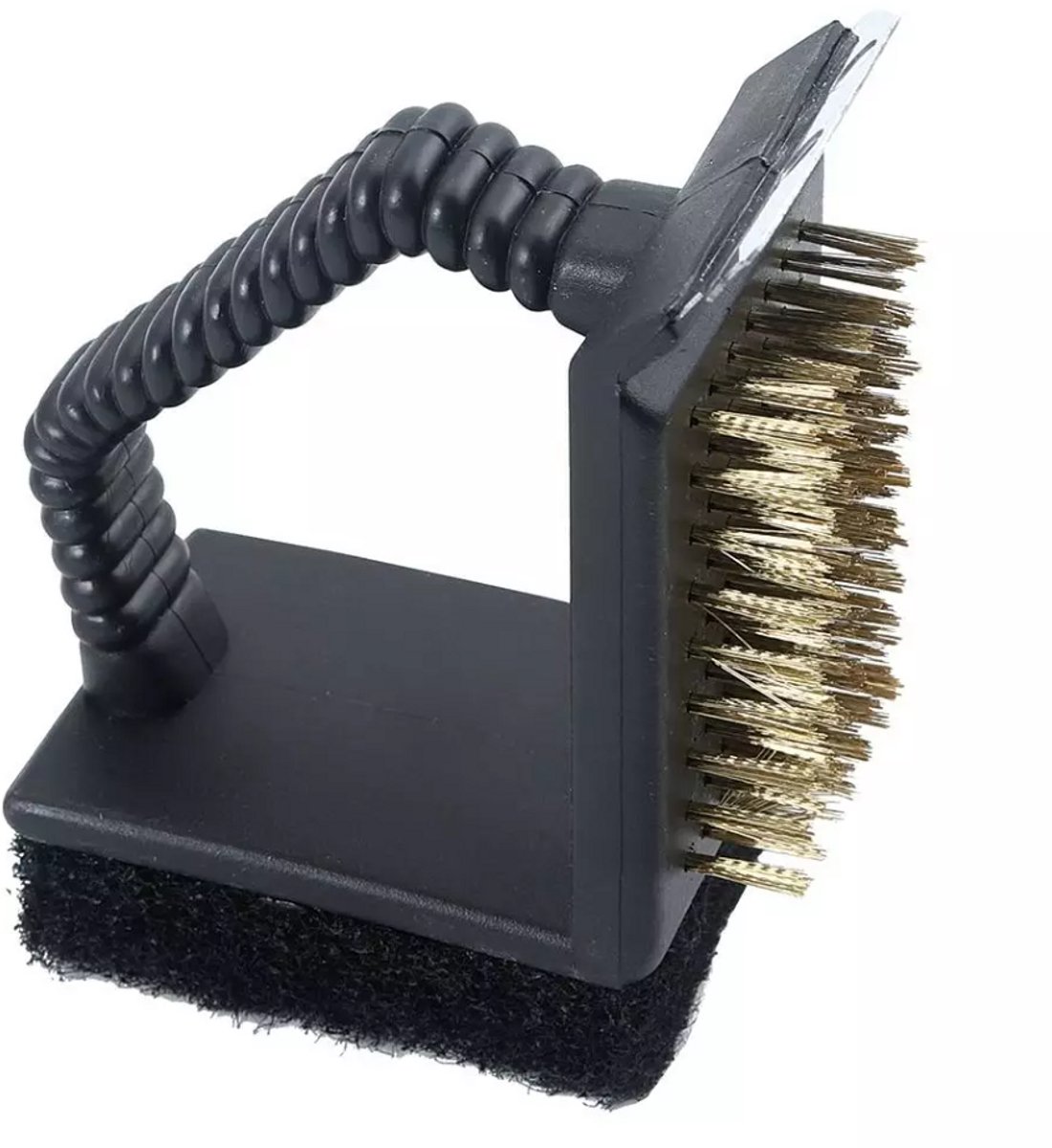 BBQ borstel - Staal - Stalen schoonmaakborstel - 3-in-1 - Rooster schoonmaken - Barbecue borstel - Roosterborstel - Grillborstel - BBQ cleaner - Grill brush - Barbecue cleaning brush - 12 cm - Jonyx