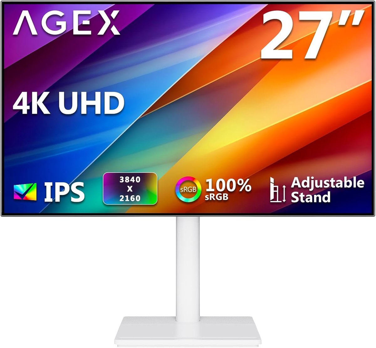 X Agex | 27 inch 4K monitor UHD | Gaming | 3840x2160 IPS 60Hz in hoogte verstelbaar wit | Gaming | 400 cd/m² helderheid | 100% sRGB