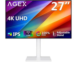 X Agex | 27 inch 4K monitor UHD | Gaming | 3840x2160 IPS 60Hz in hoogte verstelbaar wit | Gaming | 400 cd/m² helderheid | 100% sRGB
