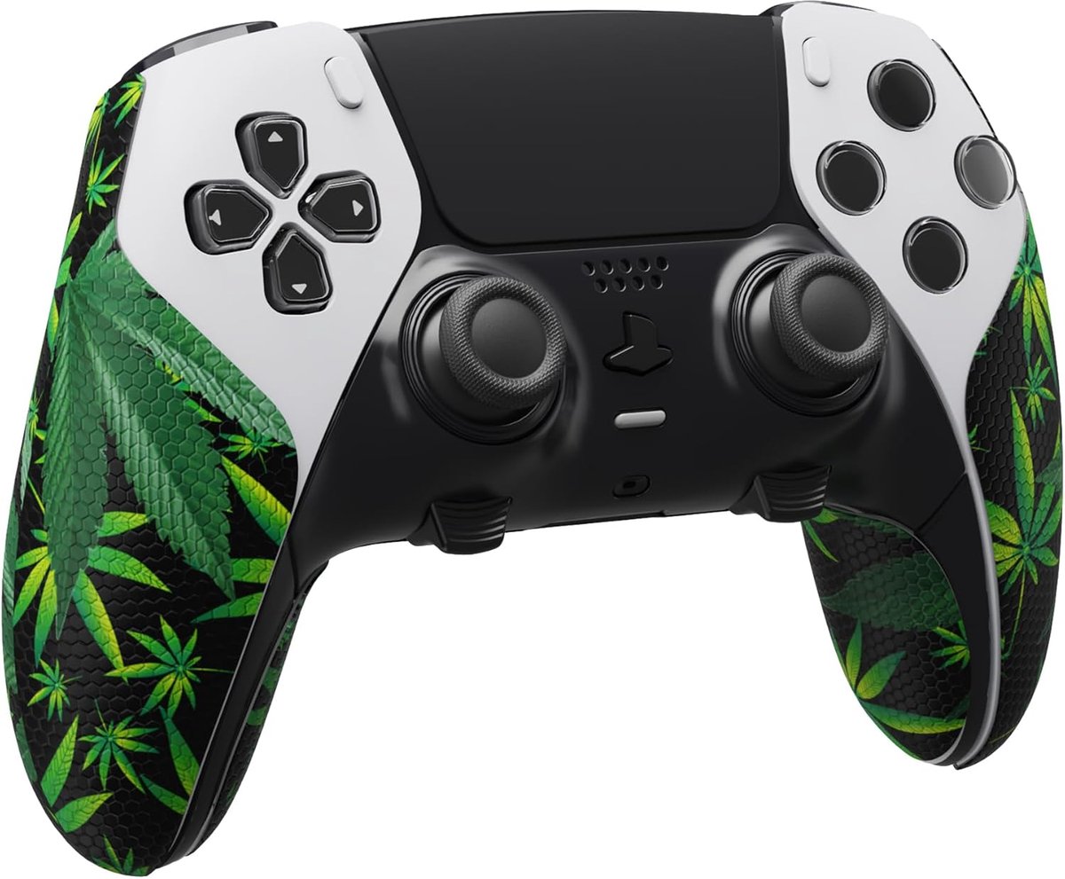 Anti-Skid Zweet-Absorberende Sticker Grip Controller voor ps5 Edge,Zachte PU Grips Beschermende voor ps5 Edge Controller-Groene Bladeren