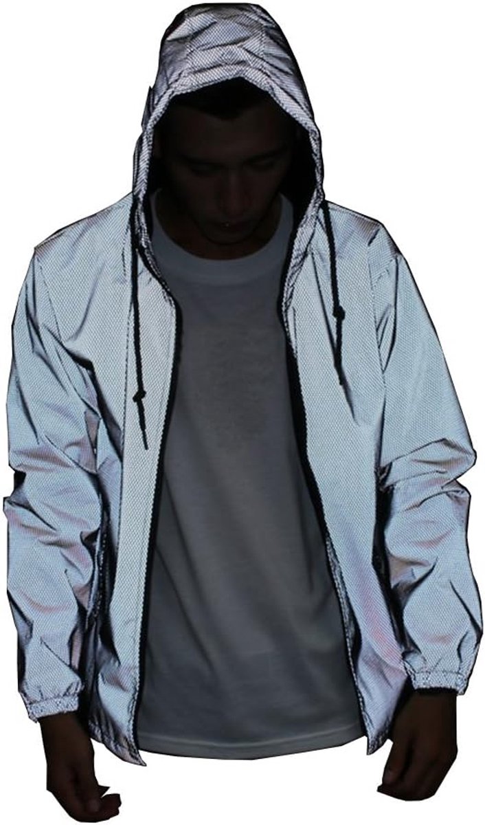 Vrouwen Reflecterende Jas Casual Hiphop Windjack Night Sporting Jas Hooded Fluorescerende Kleding