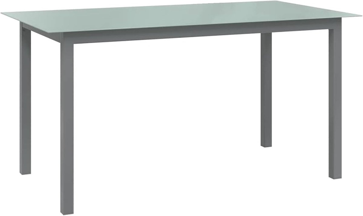 Eettafel voor de tuin voor buiten van glas en aluminium 150 x 90 x 74 cm, moderne eettafel van zwart glas, tuintafel van glas, buitentafel van glas