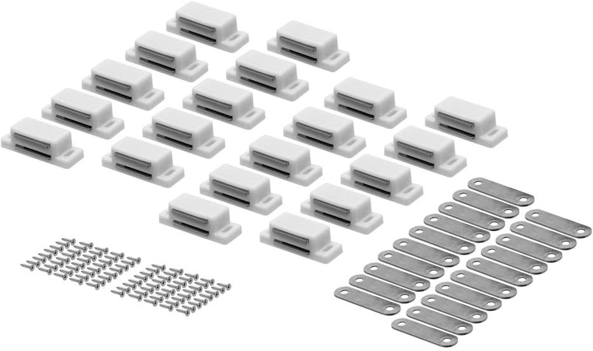 20 stuks magnetische deursloten voor meubels, magnetische sluiting, wit