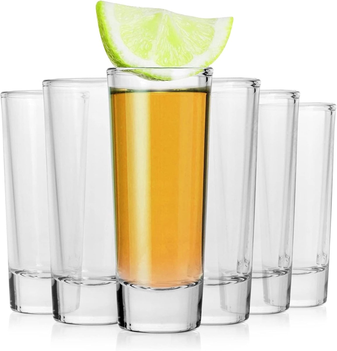 SHOT Glazen Set - Kleine Borrelglaasjes 65ml - met Zware Voet - Bestendig & Vaatwasmachinebestendig - Wodka Glazen Borrelglaasjes Grappige Set van 6
