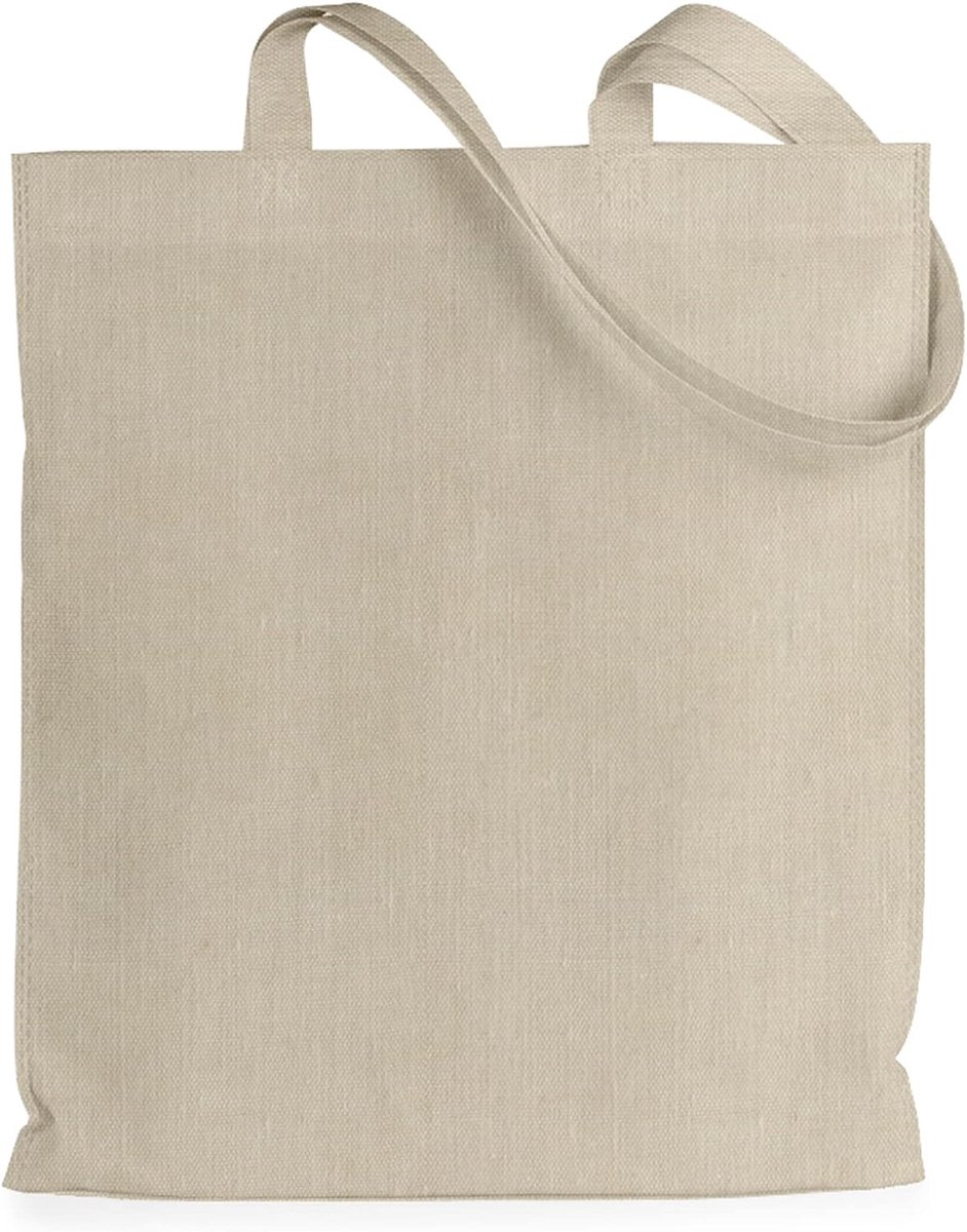 tassen, boodschappentas, canvas tas, jute tas, stoffen tas, boodschappentas, draagtas, canvasstof, lange hengsels, 100% katoen, sterke tas, wasbaar, 145 g/m², 36 x 40 cm, Natuurlijk, Small
