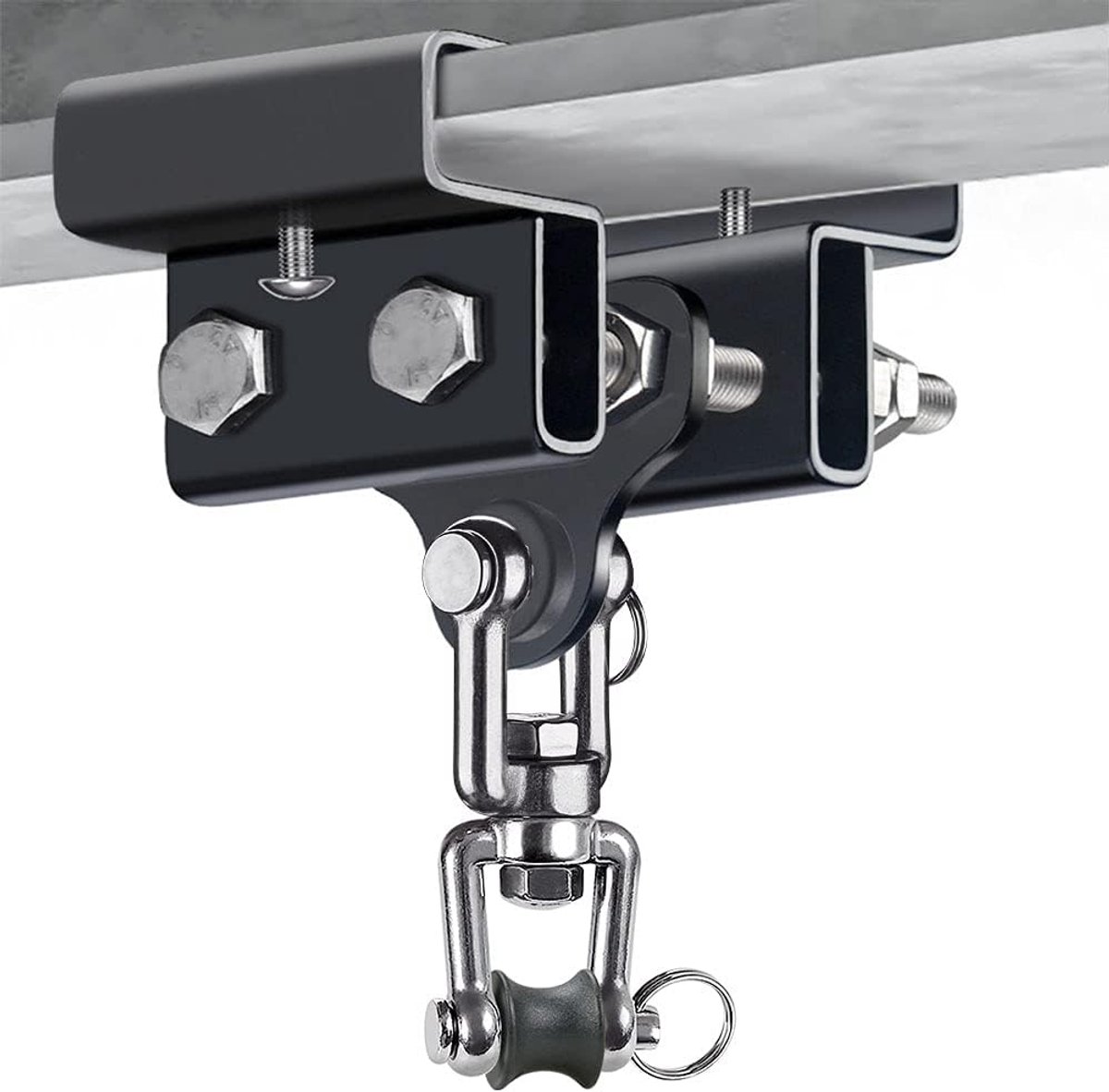 Bokszak I-Beam hanger, bokszakhouder, 360 graden draaibaar, verstelbaar, 9,4-17 cm, dubbele klem, zandzakbevestiging voor binnen en buiten, Muay Thai-training, tot 408 kg