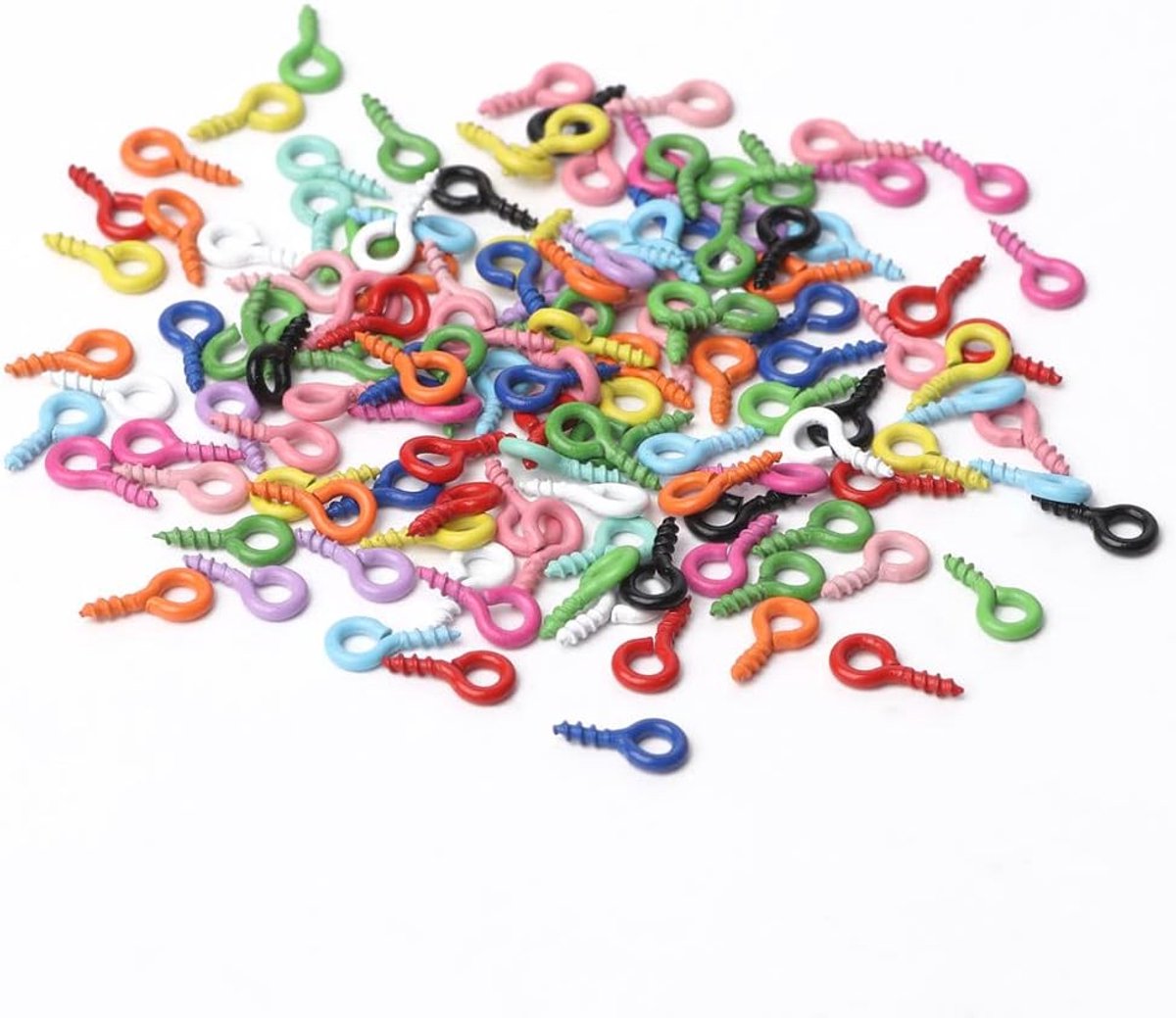 100STKS Kleine Schroefoog Pinshaken Zelfdoorborende Oogjes Mini Schroefoog Bails voor Sieraden Maken Findings DIY Ambachten 5x10mm (Kleurrijk)