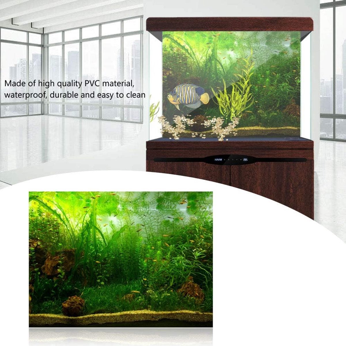 aquarium achtergrond poster, 3D waterplanten effect zelfklevend behang for vis tank decor