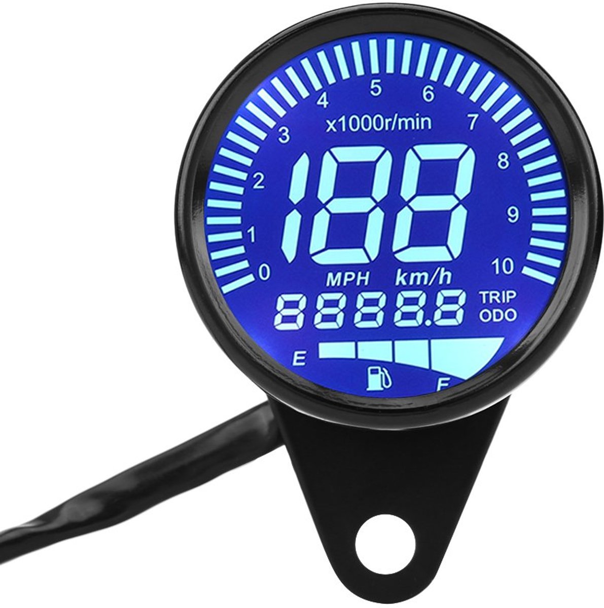 Universele Motorfiets LED Digitale Snelheidsmeter en Toerentalmeter met Oliepeilindicator Zwart