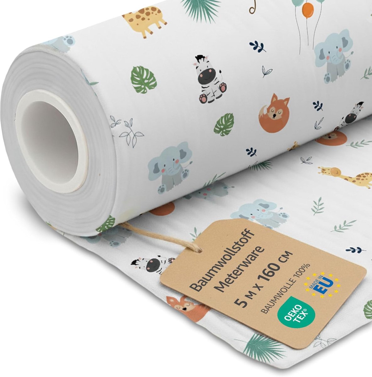 Stof per Meter Zuiver Katoen 2M x 160 cm – Naaistof Decoratiestof voor Patchwork Kleding Kussens Gordijnen Voering Ademend Huidvriendelijk en Zacht Safari