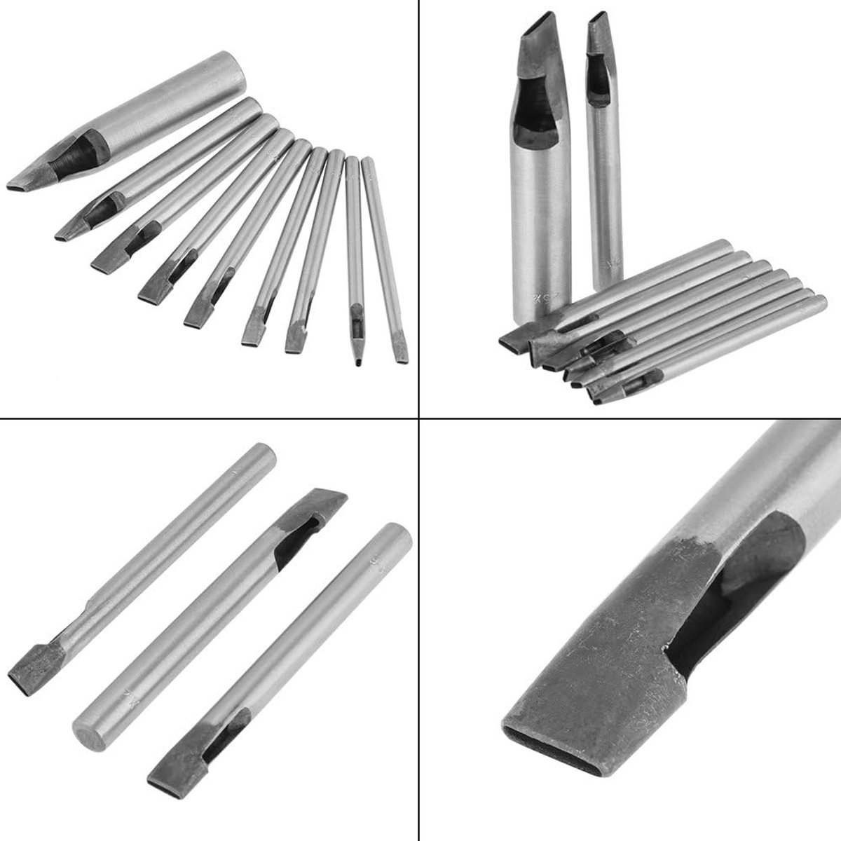 Perforatieset 9 Stuks - 2 mm Ovale Holpijpen - Perforatiegereedschap voor Leerbewerking - Hol Snijgereedschap Set voor Riem, Horlogeband, Werkband en Knutselen