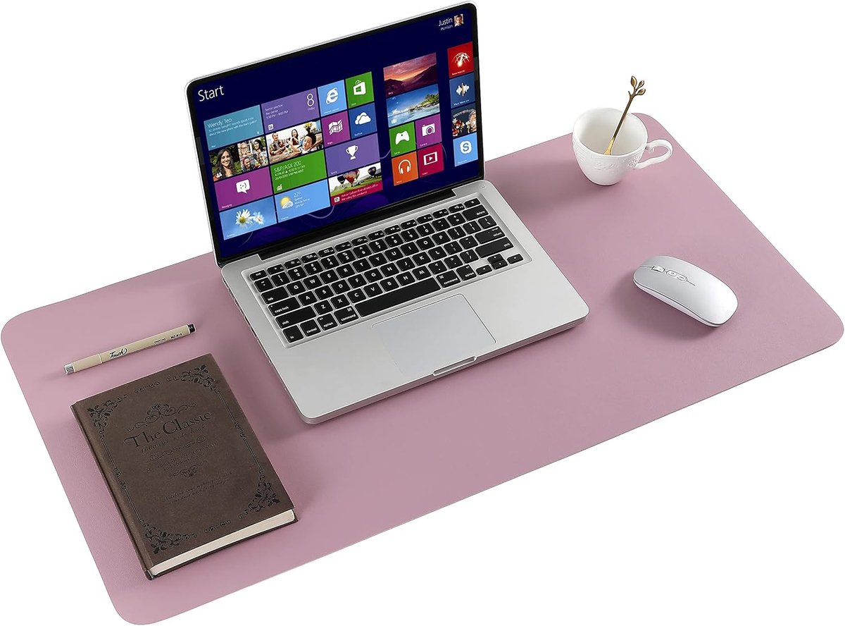 Bureaumat, Bureaulegger PU-Lederen Bureaumat Groot, Dubbelzijdige Antislip Bureauonderlegger Laptop Bureaumat Zachte Waterdichte Voor Kantoor en Thuis(Paars&Roze,90 * 43cm)