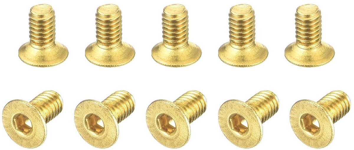 Platte kopschroeven met binnenzeskant, M2,5-0,45 x 5 mm, 48 stuks bevestigingsschroeven met binnenzeskant van messing
