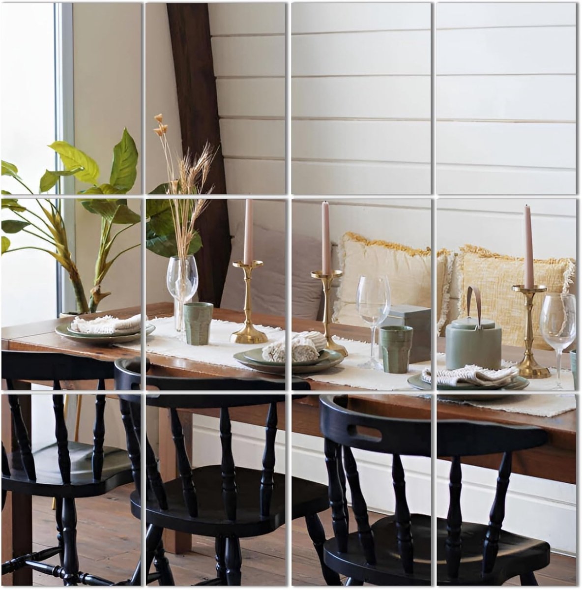 Set van 16 wandspiegeltegels, 35 x 28 cm, zelfklevende spiegel, volledige lengte, veelzijdige decoratie voor badkamer, slaapkamer, woonkamer en thuisgym