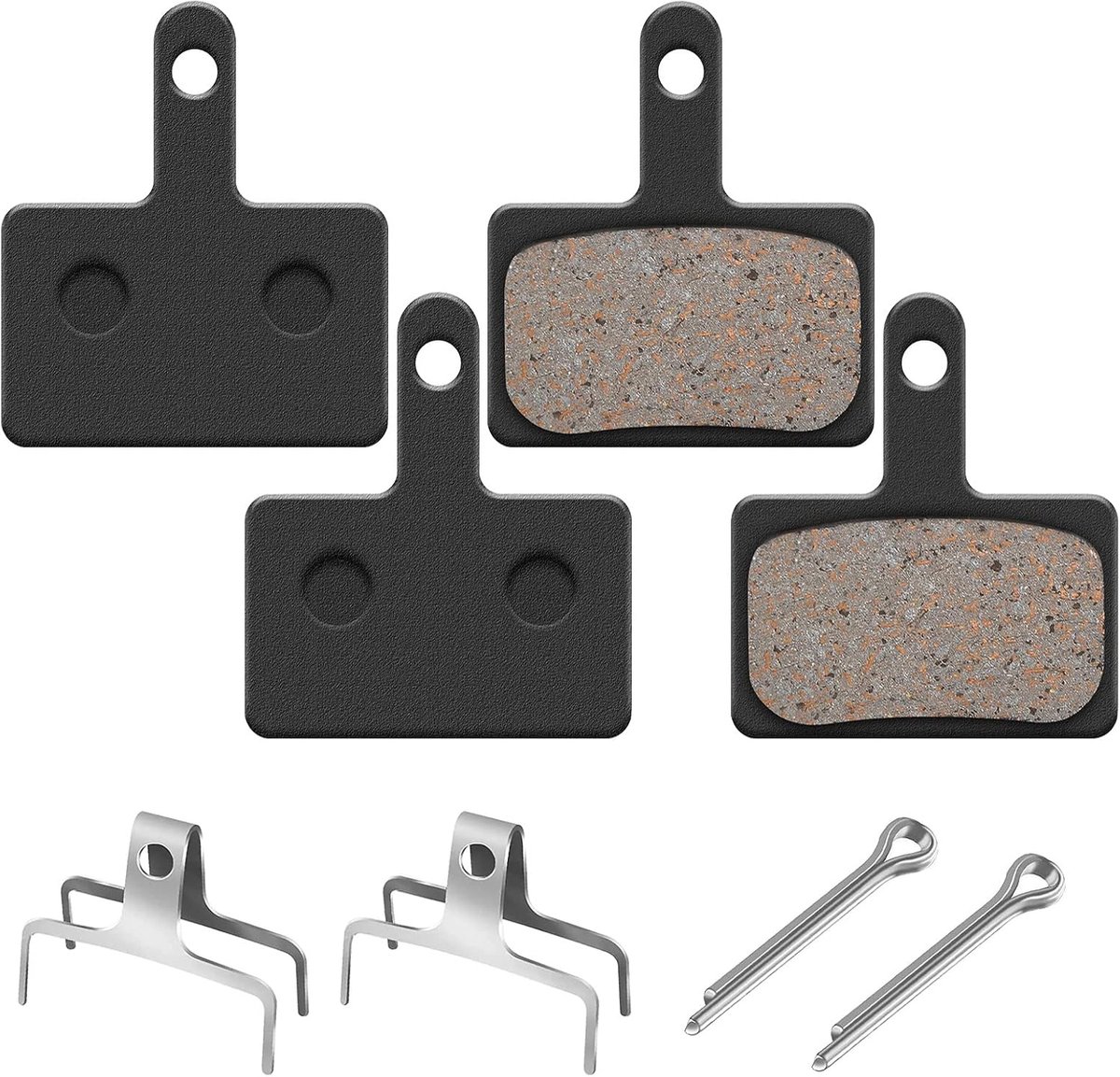 2 paar schijfremblokken voor mountainbike, halfmetalen remblokken | Met sterke veer en gedeelde pen, voor Shimano M315, M355, M375, M416, M446, M447, M475, M515, M525, C501, C601, enz