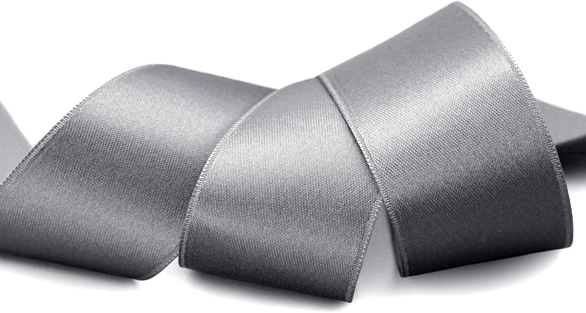 25 m x 40 mm satijnen lint GRAU Donkergrijs (731) dubbelzijdig lint van satijn zonder draad zacht en glanzend cadeaulint decoratief lint double face decoratief lint decoreren knutselen
