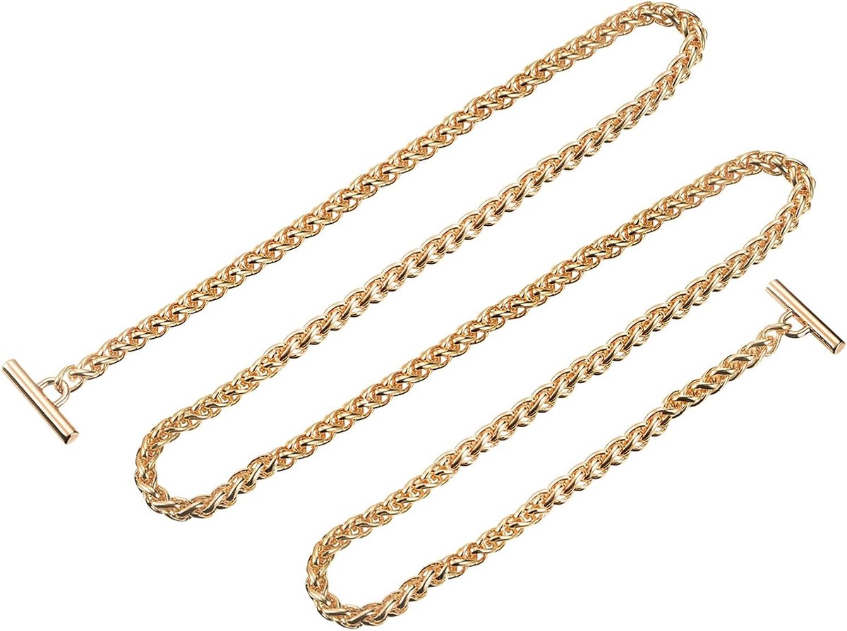 sourcing map Zakketting zinklegering platte draagriem handtas vervanging schouderriem ketting draagriem met knevelsluiting 140 cm goud