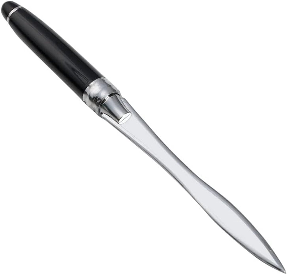 Briefopener, omslagopener van roestvrij staal, houten handvat, zwaard, briefopener met houten handvat, metalen brievenmes voor dames, vrouwen, mannen, zwart