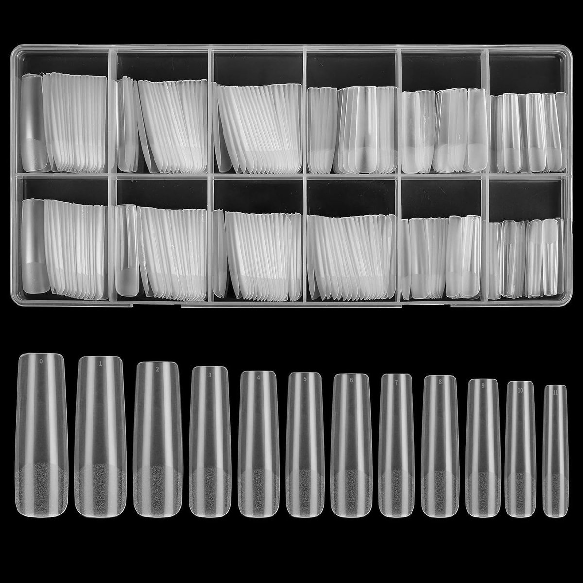 240 stuks zachte gel volledige dekking nageltips voor nagelextensies, transparante coffin ballerina nepnagels mat lange acryl valse geen C-curve nageltips sporloos voor DIY nagelkunst salon
