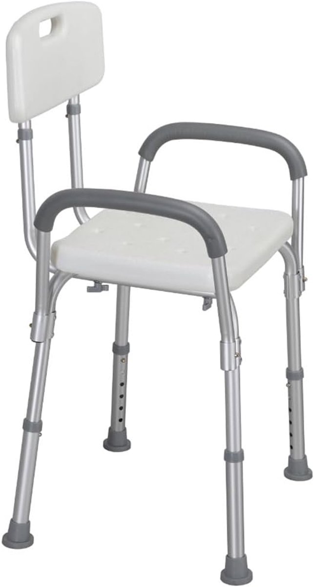 Douchekruk met afneembare rugleuning en armleuningen, HDPE + kunststof + aluminium, meerkleurig, sedile