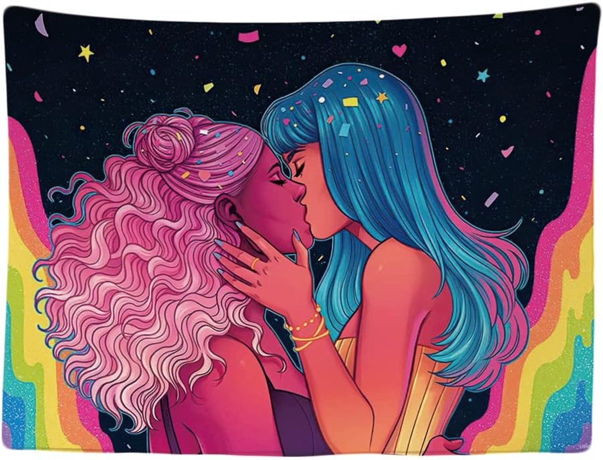 - Vrouwen Liefde Regenboog - Wandkleed - 200 x 150 cm - Valentijn voor haar - Valentijnsdag - Groot wandtapijt - Poster Versiering - Decoratie - Doek - Tapestry Accessoire Roomdivider Gordijn