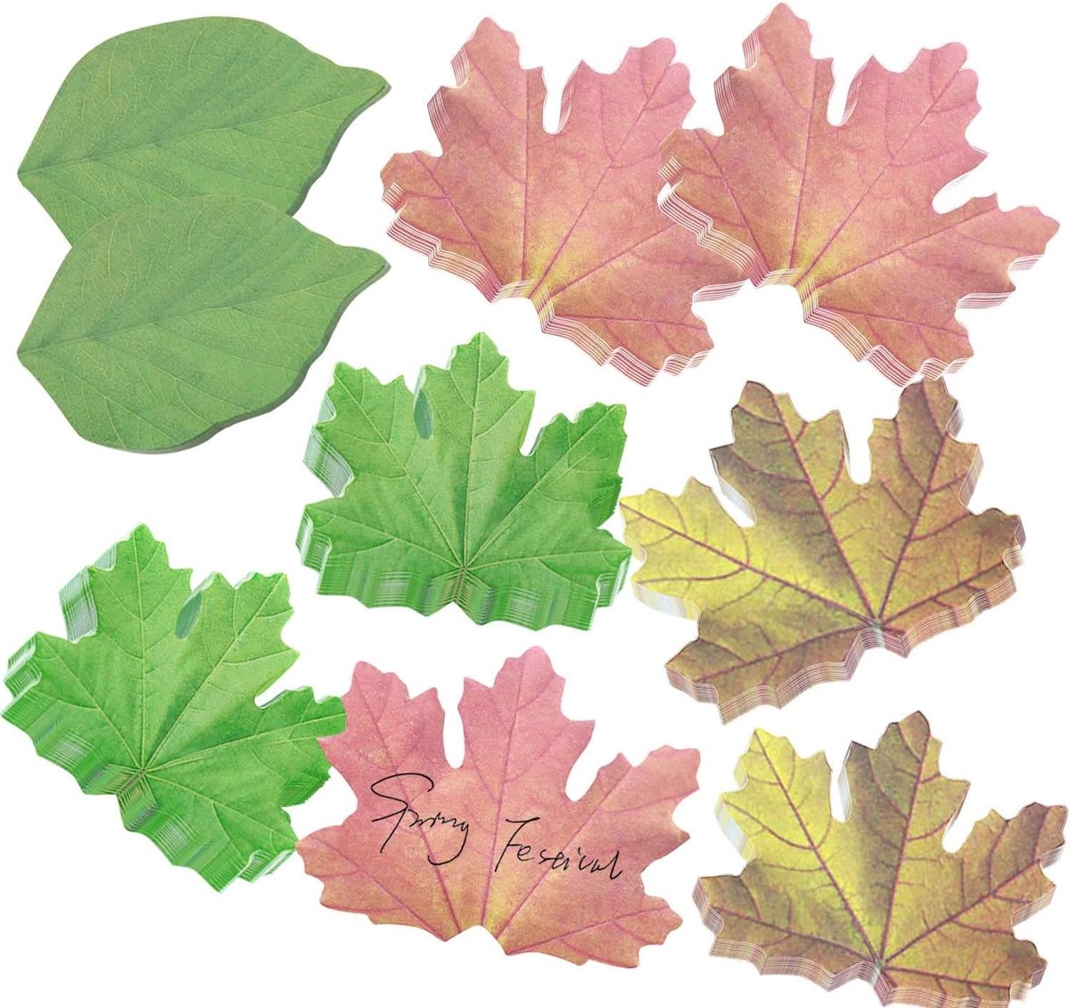 Zelfklevende notitieblaadjes, bladvorm, Kawaii groene zelfklevende notities, grappige notitieblaadjes voor kantoor, school, thuis (8 stuks)
