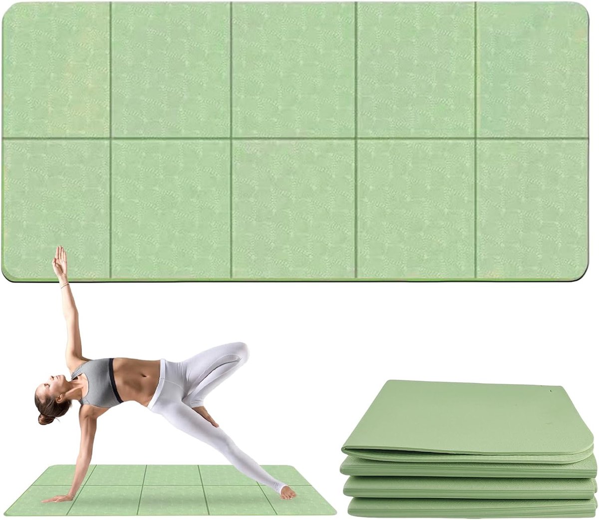 yogamat, opvouwbaar, 183 x 61 x 0,4 cm, opvouwbaar, dik, antislip, voor reizen, fitnessstudio (niet geschikt voor intensieve oefeningen)