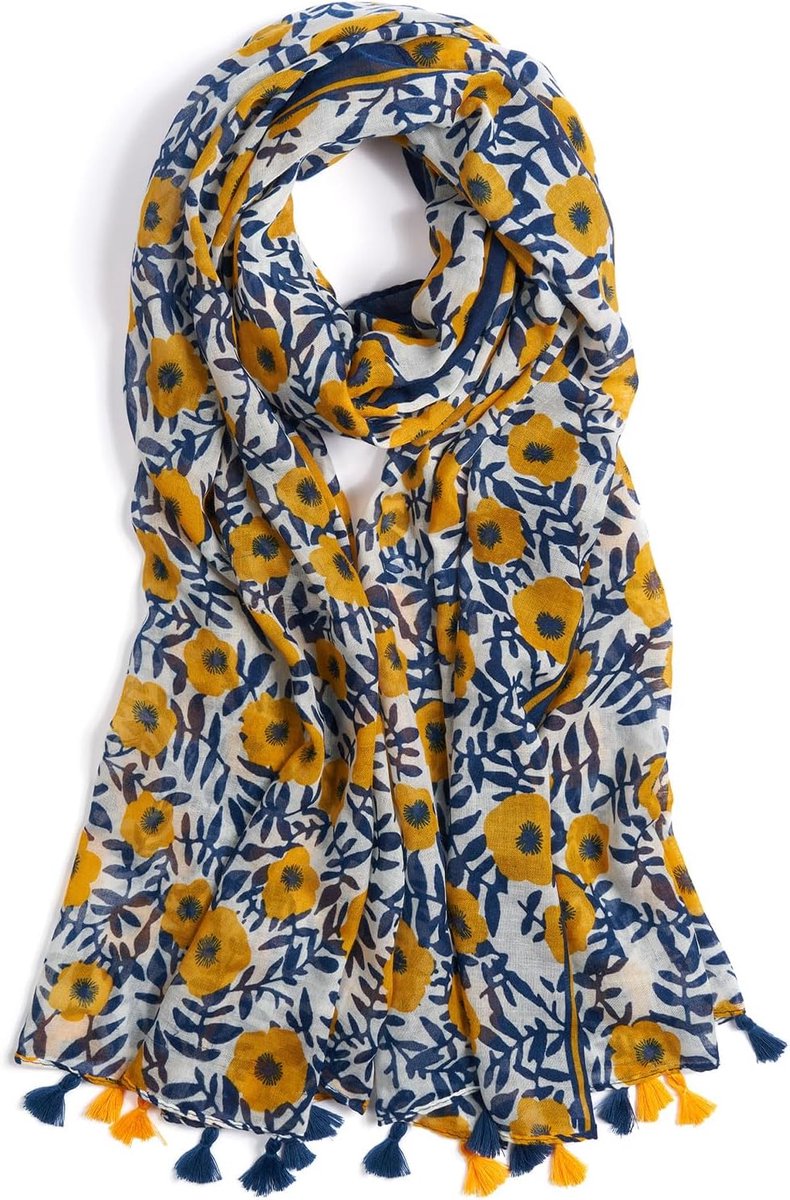 Sjaal voor Vrouwen Lichtgewicht Mode Bloemen Gedrukt Sjaals Boho Herfst Winter Omzoomde Sjaal Wraps
