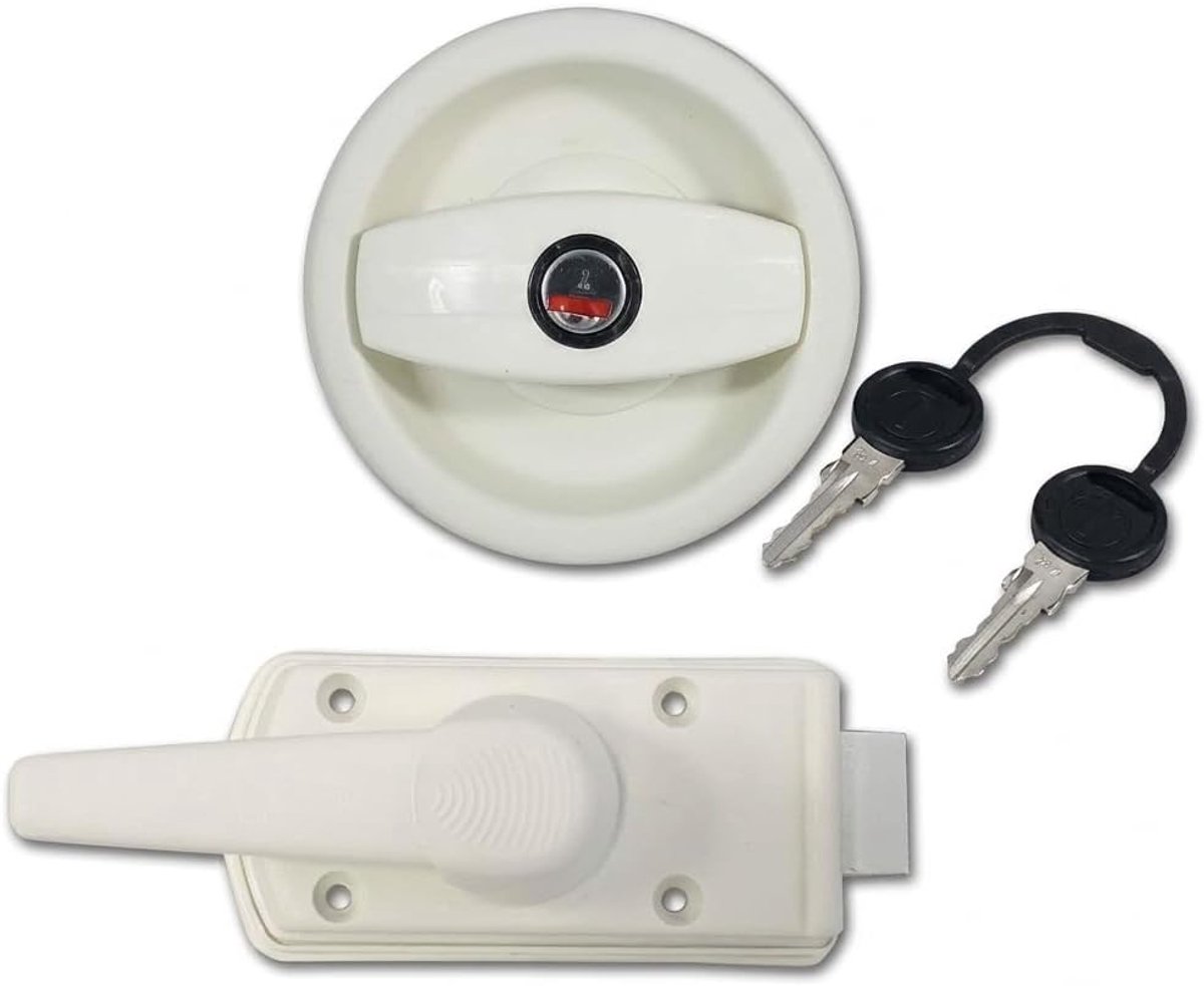 SnelShoppen - Caravan Hangslot voor Campers, Dubbele Handgreep, Wit, Met Sleutel, Eenvoudige Installatie voor Veiligheid op Reis
