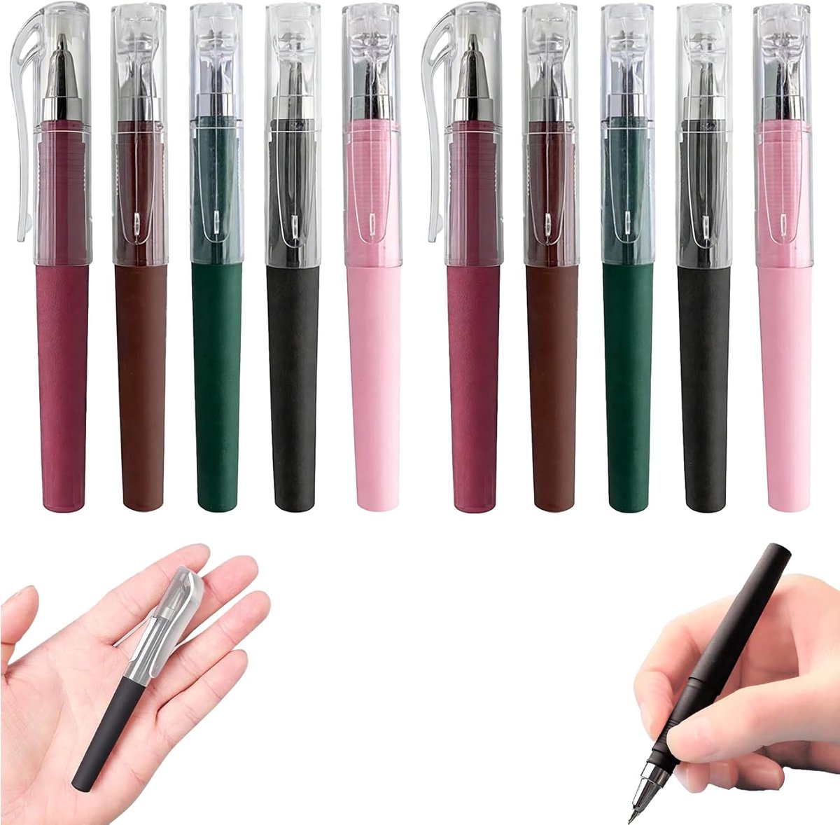 Gelpennen Set - 10 Stuks, 0.5mm, Zwart, Compacte Pennen voor Notities, School, Werk en Kantoor - Gemakkelijk mee te nemen