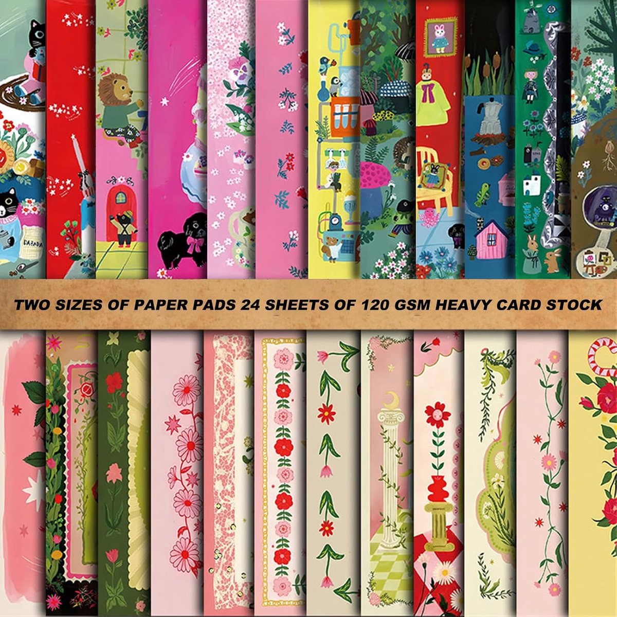 24 vellen creatieve dieren plakboek papier, 20 x 14 cm decoupage vellen plakboek accessoires, scrapbooking benodigdheden voor album ambachtelijke papieren, doe-het-zelf meerdere patronen voor