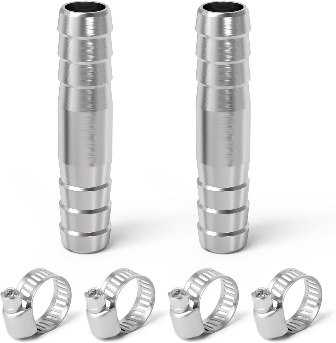 2 stuks 28 mm 304 roestvrijstalen slangverbinder Mender ronde koppeling, rechte adapterfitting met klem voor lucht, water en brandstof