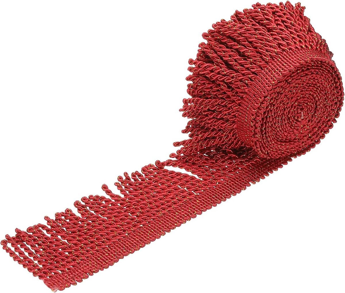 Kwasten franje trim, 12,5 m x 7,5 cm stoffen trim versieringen franjes voor naaien DIY handwerk gordijnen kussen lampenkappen sofa kleding rood