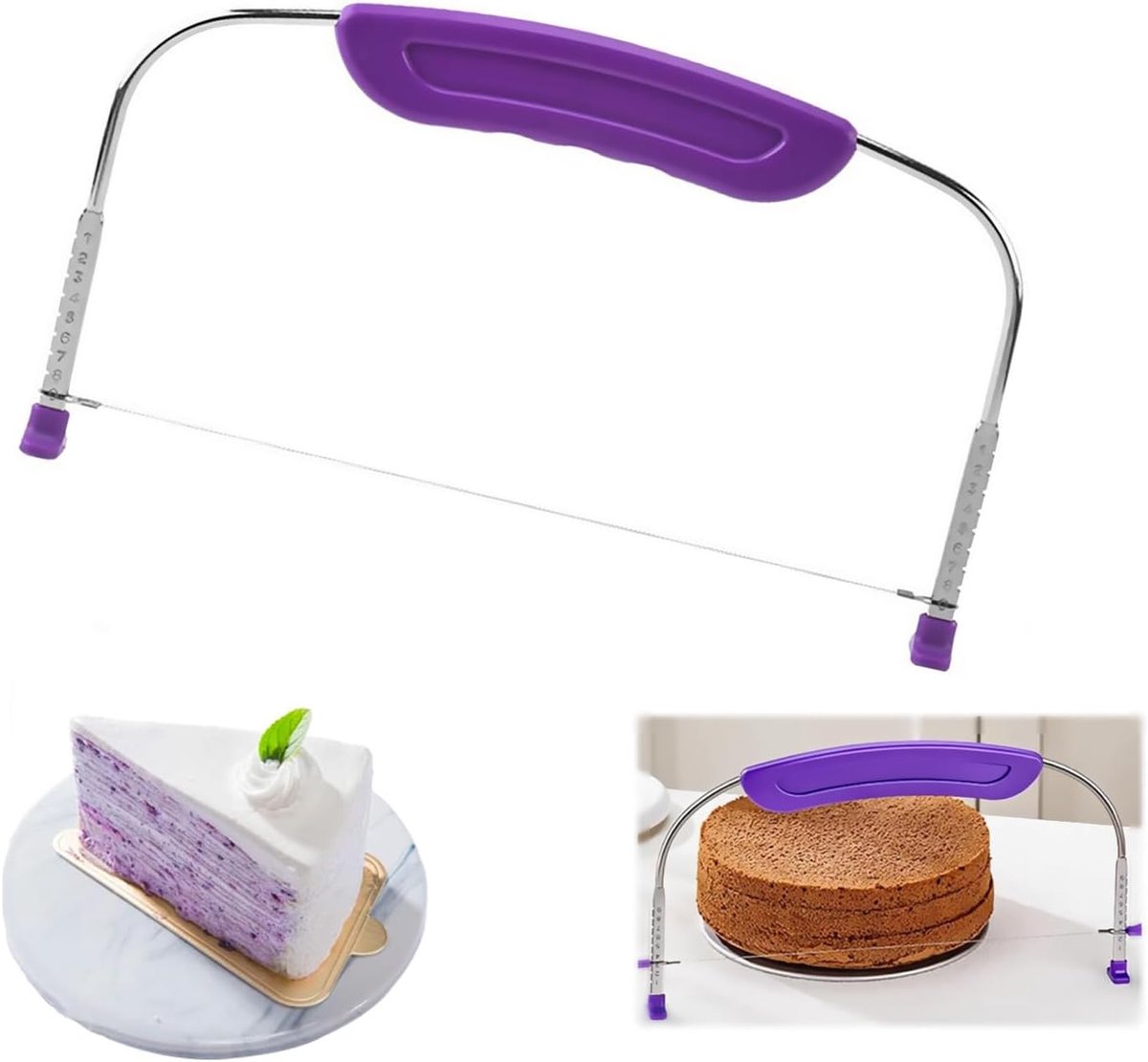 Taartsnijder taartbodemsnijder (paars), taartverdeler, taartverdeler, taarten snijhulp