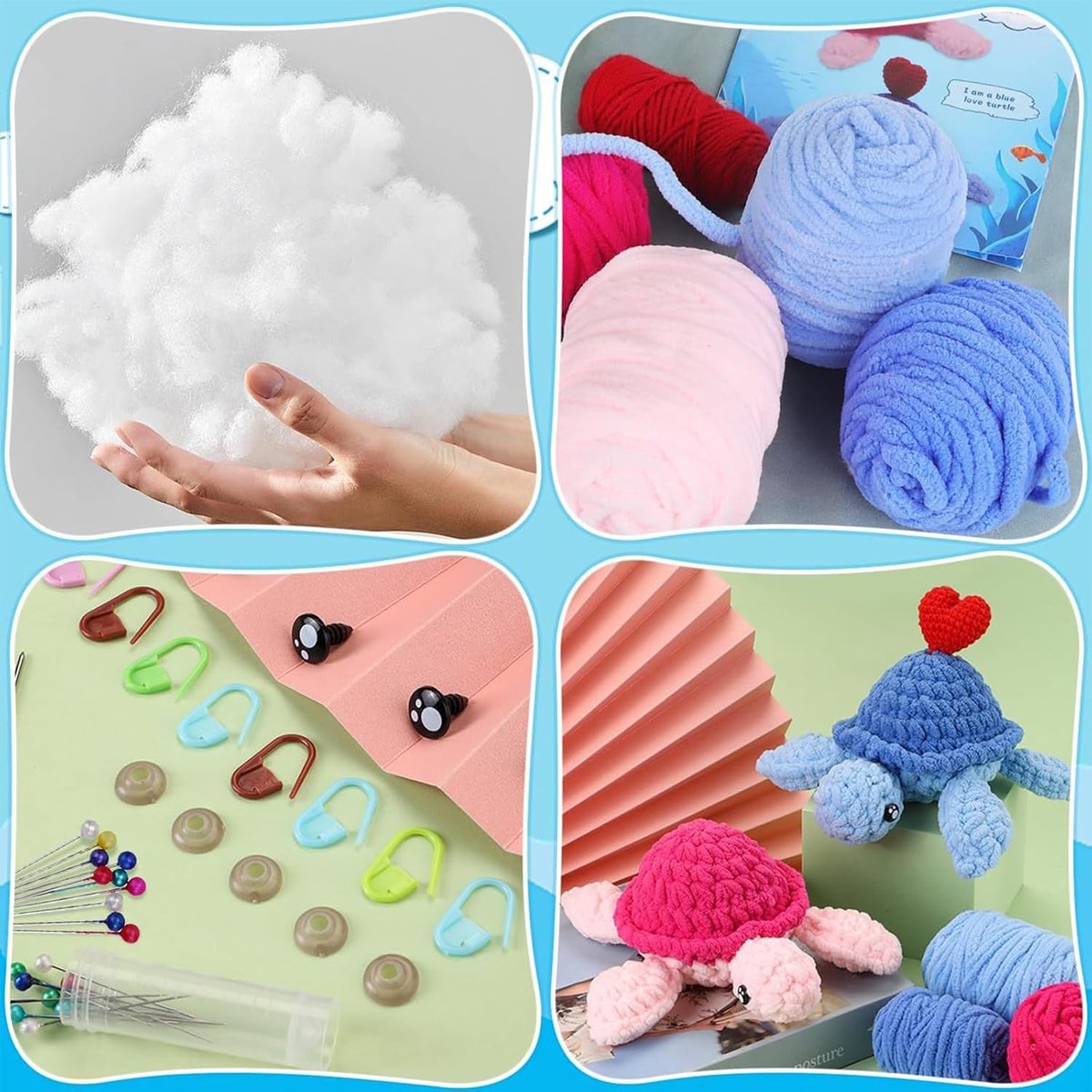 Schildpad haakset, haken voor beginners, dierenhaakset voor kinderen en volwassenen, doe-het-zelf haakset met stapsgewijze video-instructies, haakset, kindercadeau voor verjaardagen