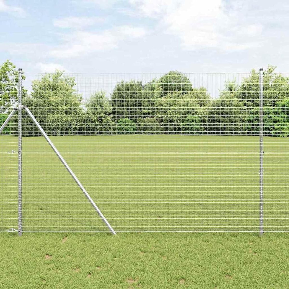 Gelaste draadomheining 1,5 x 50 m verzinkt staal, hekstangen gaashek draadomheining tuinhek voor binnenplaats, kippenhok wilgenhek, 42004976