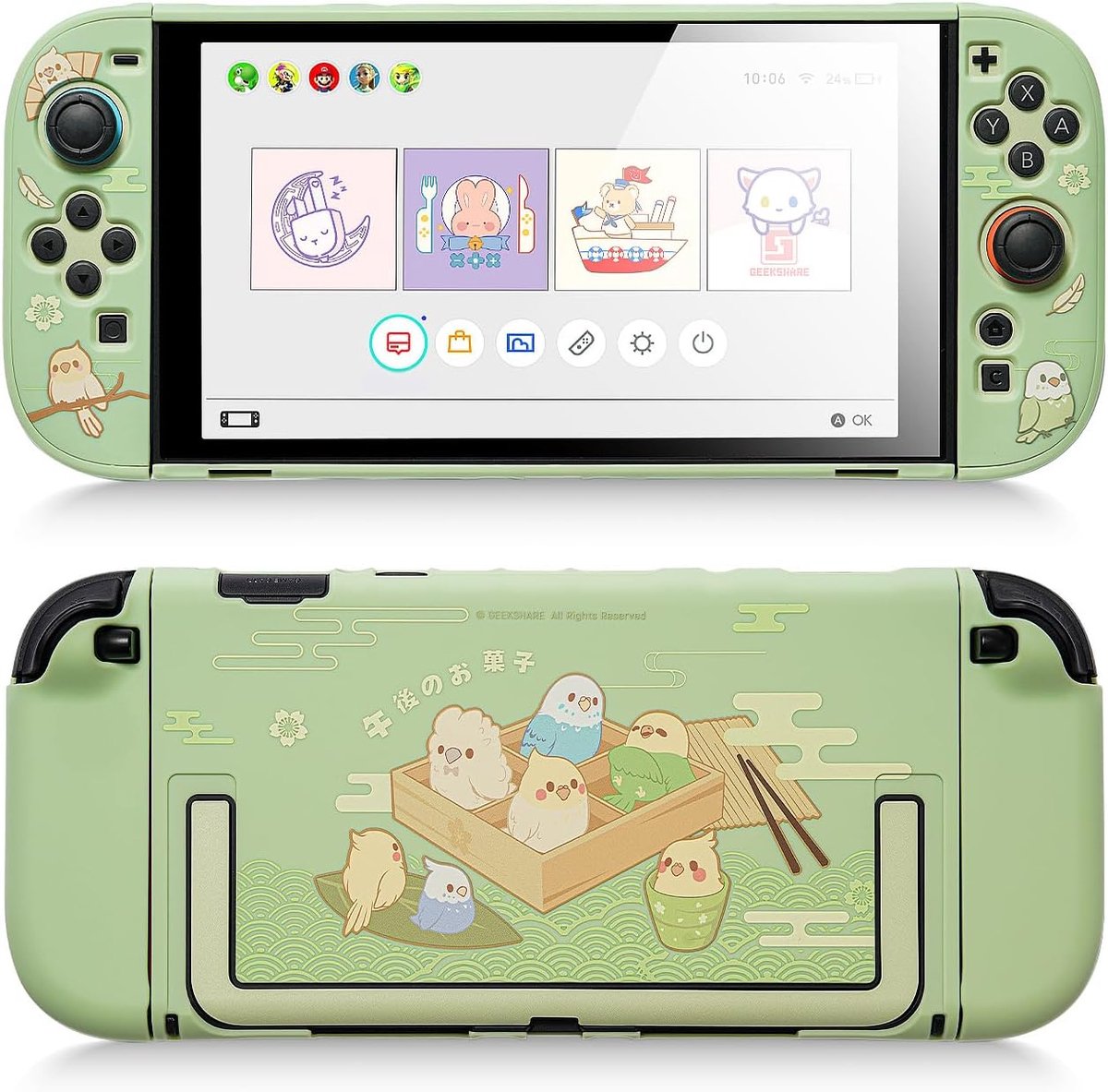 Beschermhoes compatibel met Switch 2, PC Slim Dockable Skin Cover voor Switch 2 Console en Game Console - Kleine Papegaaien