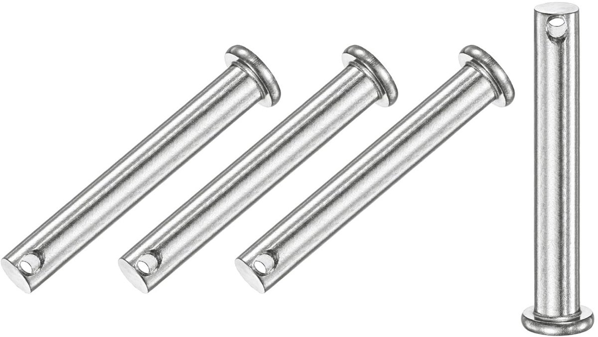 METERXITY Set van 4 vorkpennen met één gat, M8 x 60 mm, platte koppennen van roestvrij staal 304, herbruikbaar verbindingsscharnier