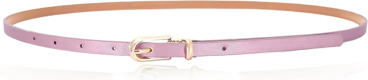 Skinny Leren Riem voor Jurken Dunne Taille Riem met Metalen Gesp voor Jeans Dress Pant (lichtpaars)