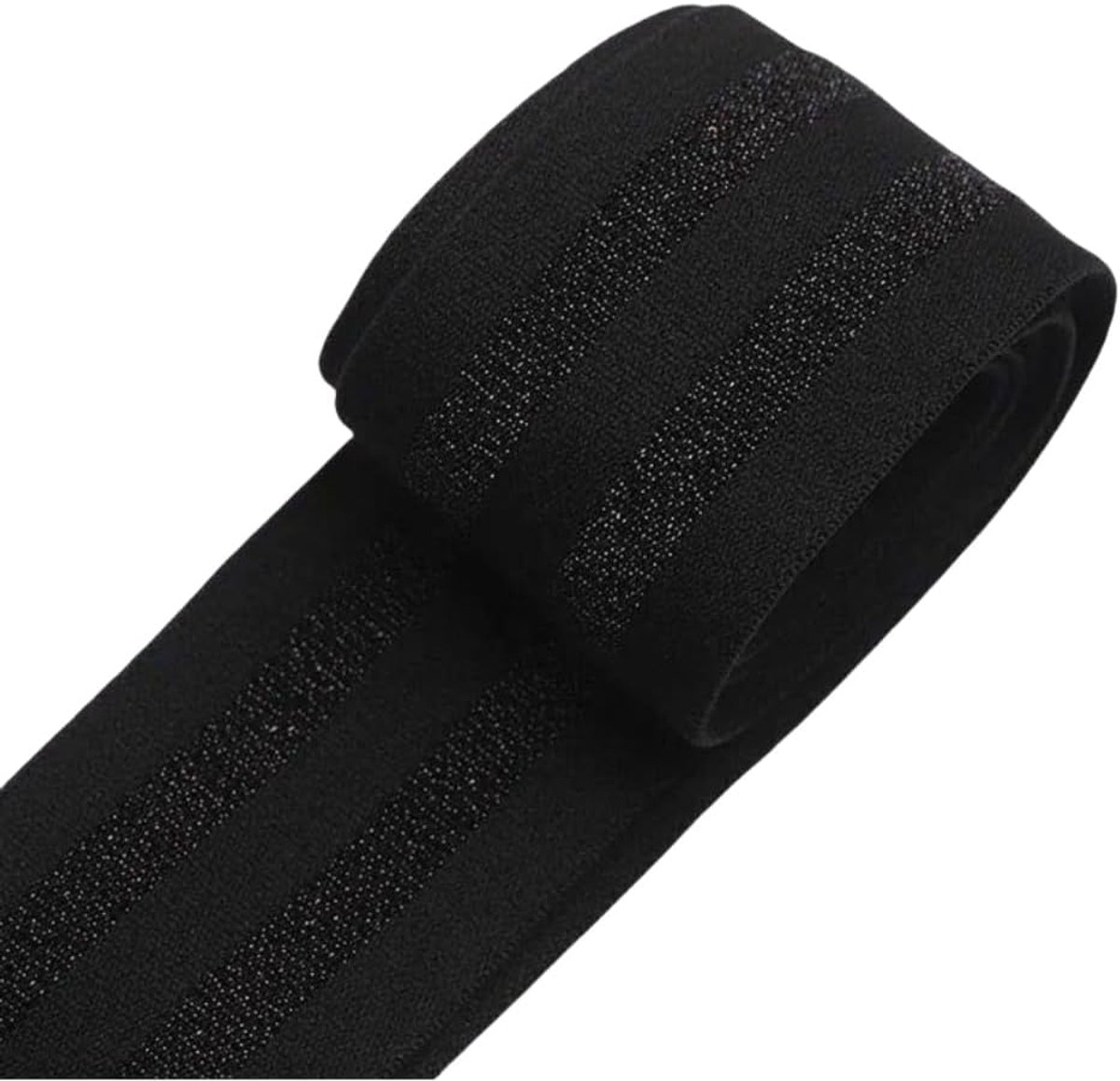 Elastische band, stretchband, gestreept, platte elastische band, stretch gebreide band, tailleband voor doe-het-zelvers, taillebanden, kledingaccessoires, zwart en zwart, 3 m