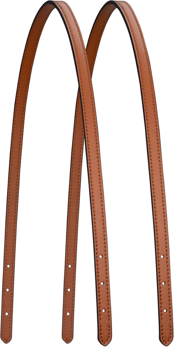 Handtashandgrepen van microvezel-leer, met ketting, voor handtas, schoudertas, bruin, 1,8 cm, 2 stuks
