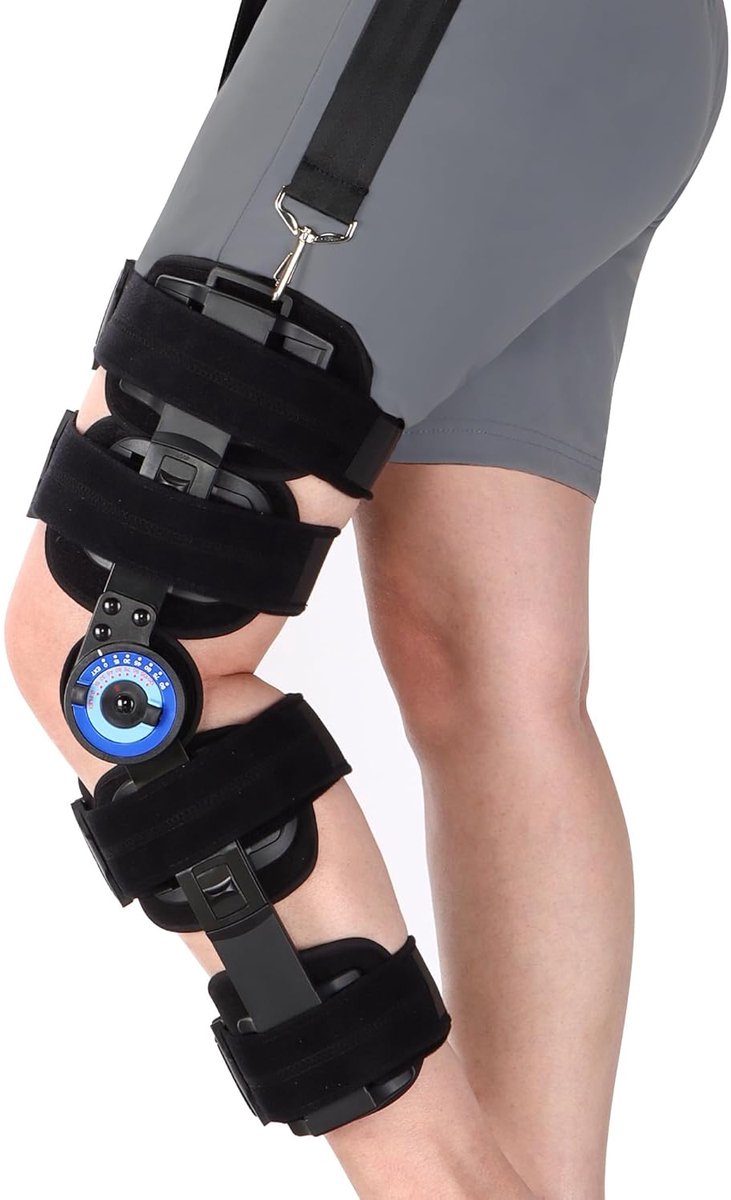 Kniebrace met Schouderband ROM Post Op, ACL, MCL,PCL, Support Knie immobilisatiebrace met zijwaartse beenstabilisatoren Vergrendelingshoek Verstelbare orthopedische