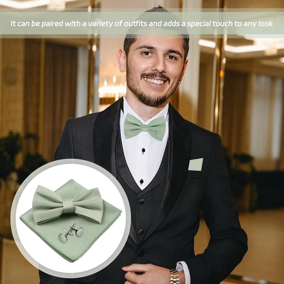 groen heren met zakdoek manchetknopen set van groene zijde elegante heren set met groen vlinderpak groene zijden vlinderdas zijdeachtige groene zakdoek en manchetknopen