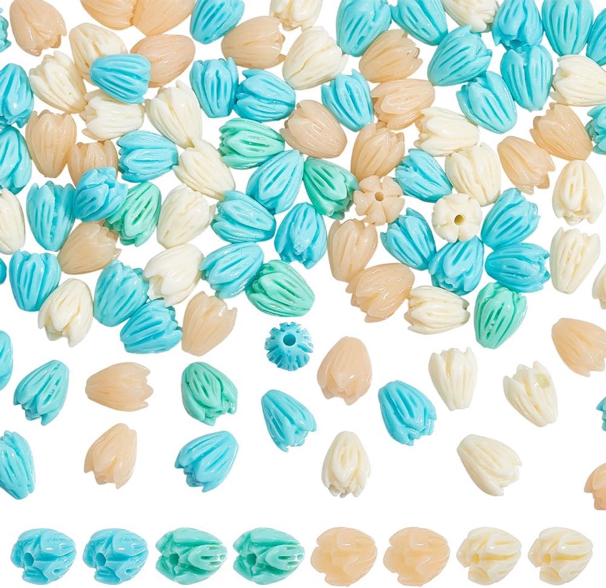 Kralen, Jasmijn Bloem Kralen Geverfd Koraal Schelp Synthetische Leuke Gesneden Bulk voor Sieraden Maken, Gat: 1~1,5mm