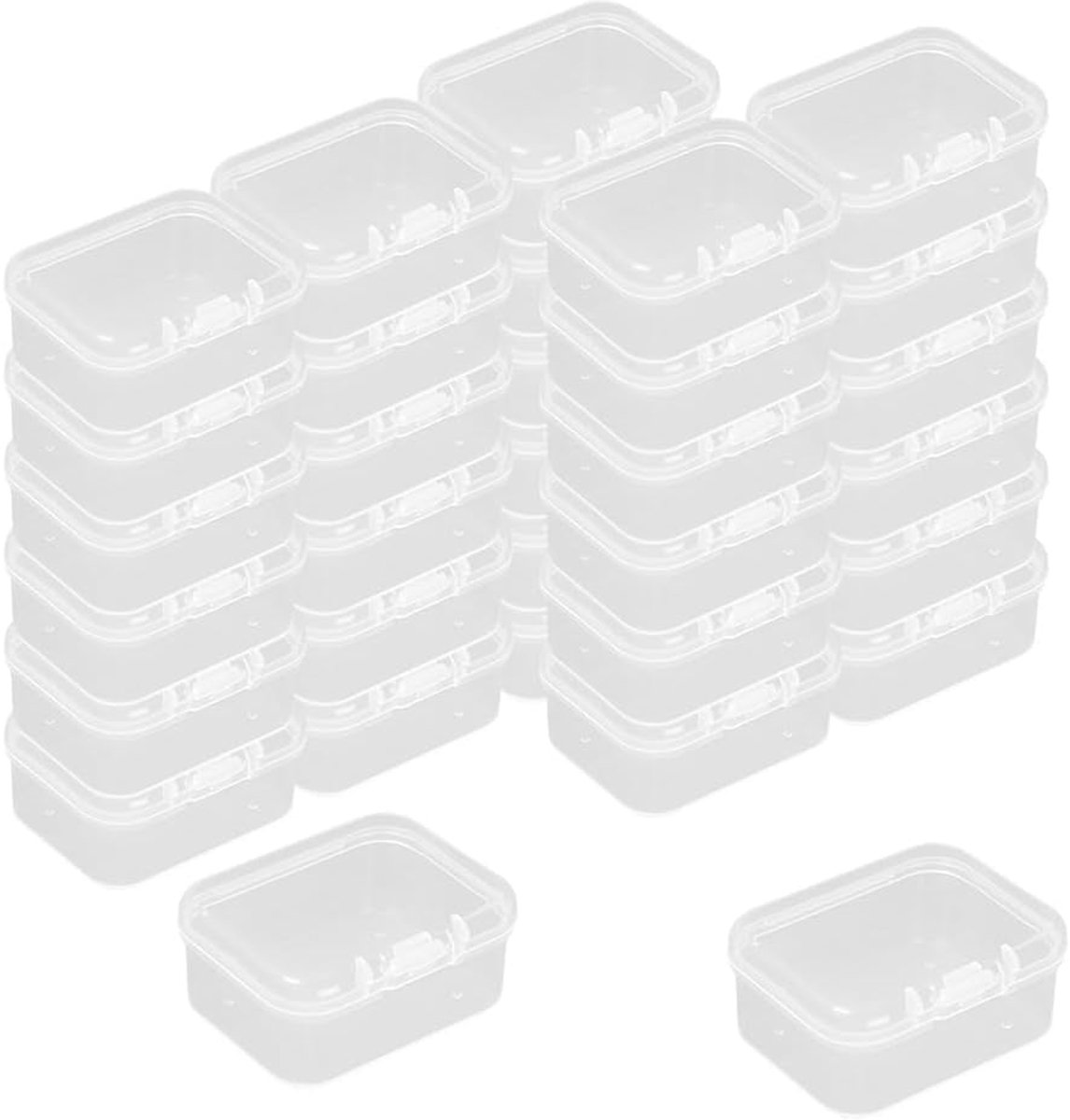 32 stuks Plastic doos kralenorganizer, Doorzichtige kleine opbergcontainers, Kleine Doorzichtige Plastic Container Doosjes met Gescharnierd Deksel voor kralen, ambachten(45 * 34 * 20m)