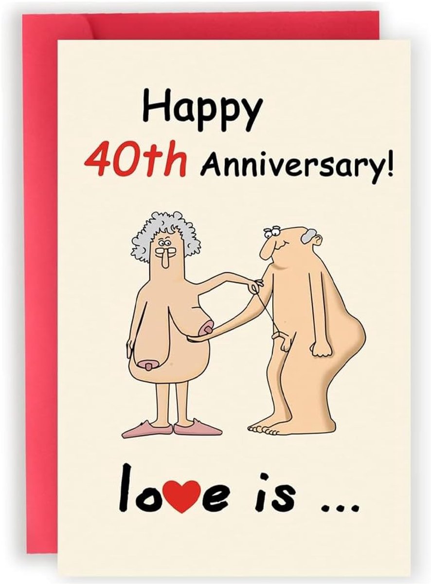 Kaart voor de 40e trouwdag, liefdesboodschap, cadeau-idee voor mannen, vrouwen, koppels, origineel, humor, feest, kaart 40 jaar, cadeau voor dames en heren, envelop en waszegel inbegrepen