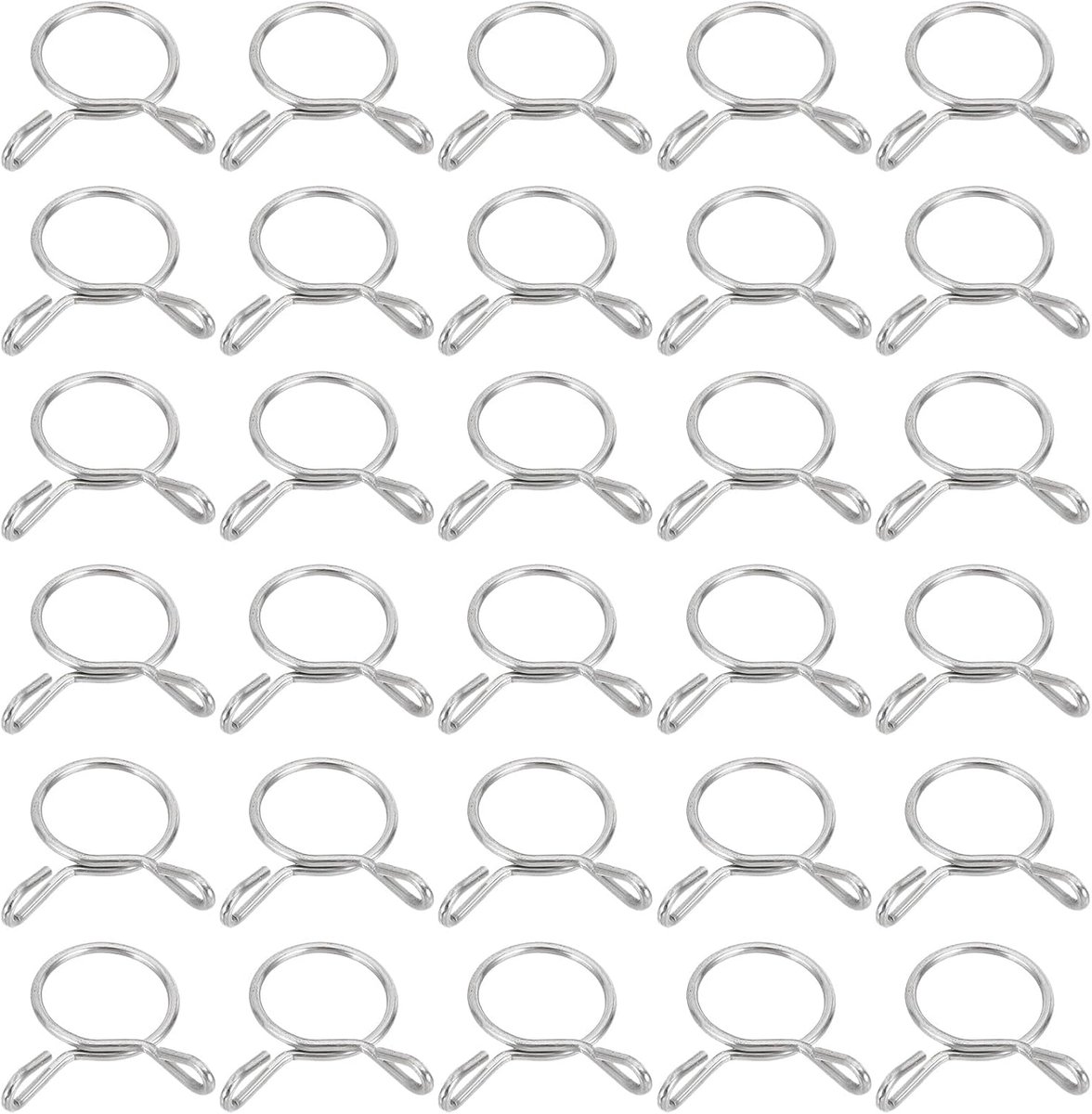 Draadveerslangklemmen, 32 stuks voor 13,2-14,3 mm OD 0,47 "(12 mm) ID 304 roestvrijstalen veerclippijp voor brandstofleiding, siliconen vacuüm luchtslang, waterpijp, zilver