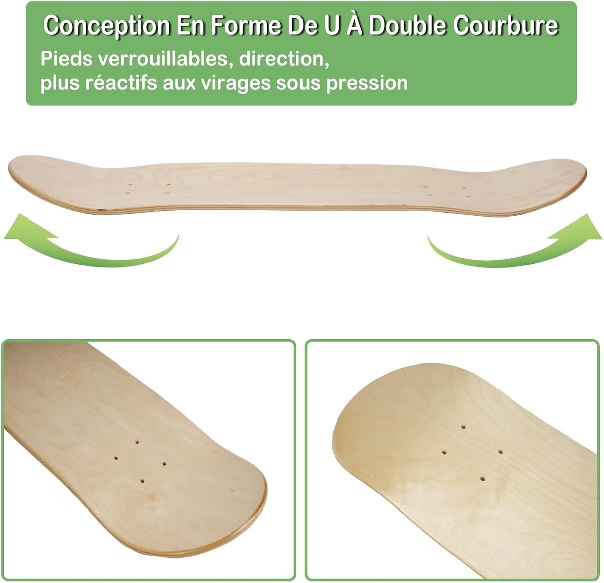 uyoyous Skateboardborden, set van 2 blanco skateboards, volwassenen, voor kinderen, volwassenen, meisjes, jongens, beginners en professionals