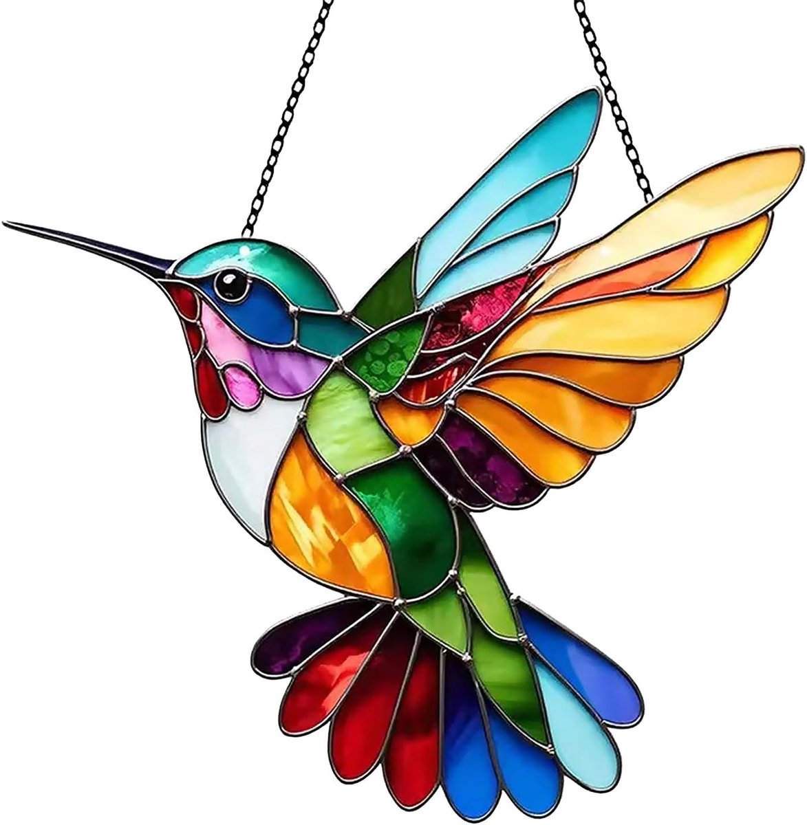 Zonnevanger, kolibrie, kleurrijke acryl hanger, raamdecoratie om op te hangen, voor binnen en buiten, woonkamer, raam, balkon, tuin